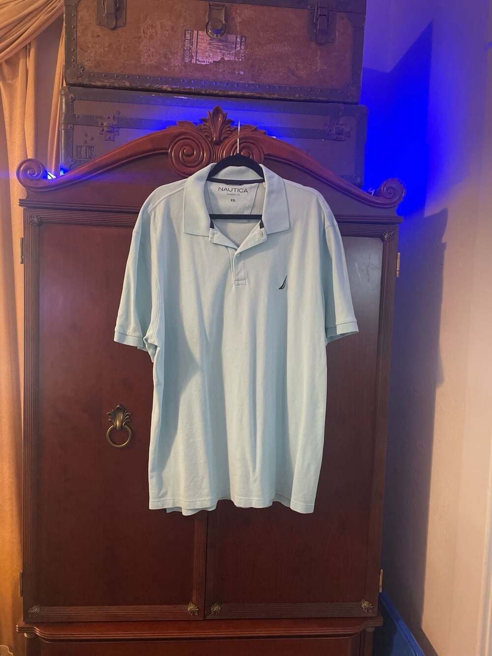 Nautica Classic Fit Short Sleeve Polo Shirt Light Blue XXL